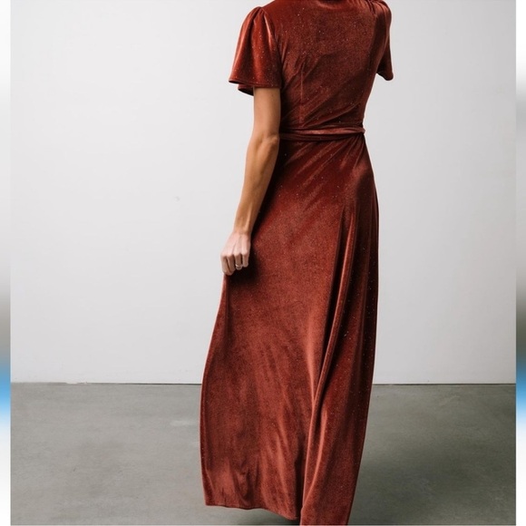 NWT Baltic Born Calvin Sparkle Velvet Wrap Maxi Dress in Dusty Clay size 3XL - Picture 4 of 12